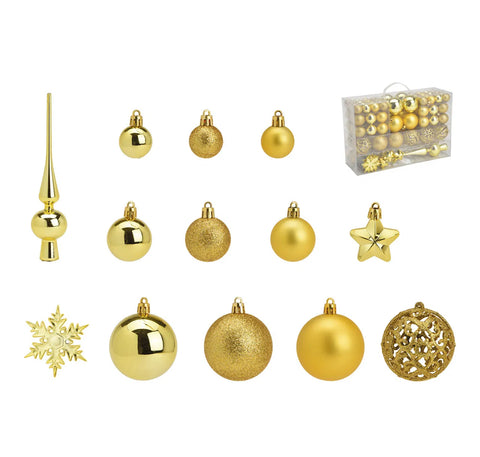 Lot de 111 boules de Noël citron doré