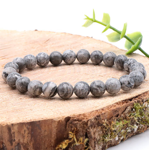 Bracelet en pierre, Agathe Crazy Lace grise