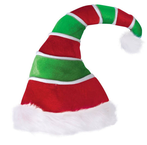 Bonnet de Noël lutin rayé, rouge et vert ￼