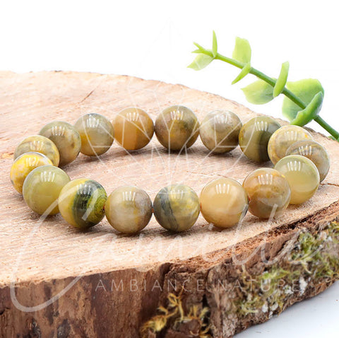 Bracelet en jaspe, Bumblebee, 12 mm, grade A