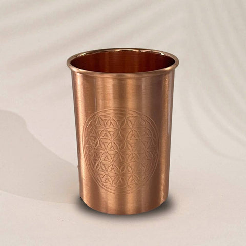 Gobelet en cuivre pur flower of life mat - 300 ml - (lourd