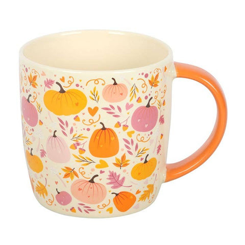 Mug d'automne à motif de citrouilles roses et orange