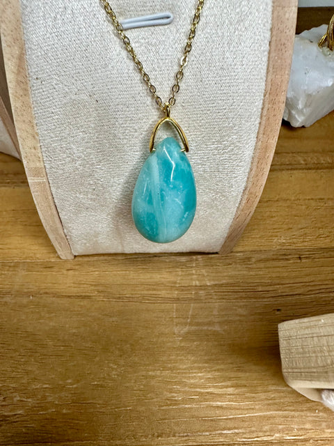 Sautoir en forme de goutte et Amazonite du Brésil A