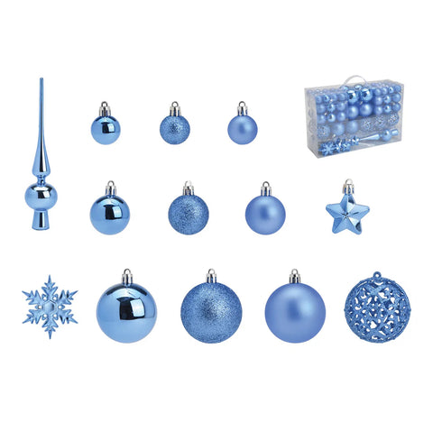 Lot de 111 boules de Noël bleu