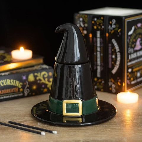 Brûle-parfum chapeau de sorcière noir