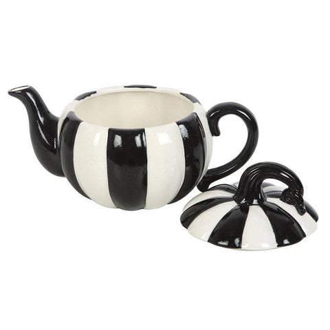 Théière citrouille rayée noire et blanche