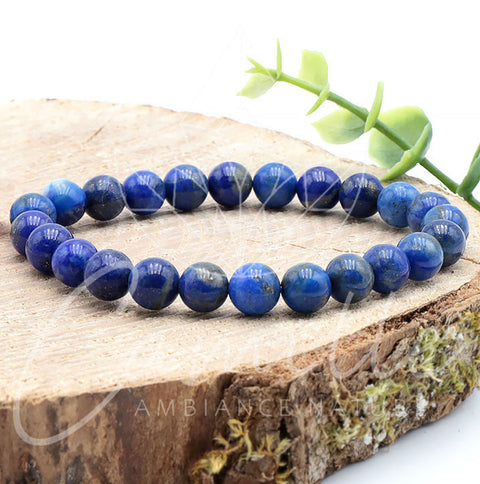 Bracelet en lapis-lazuli 8mm grade AA