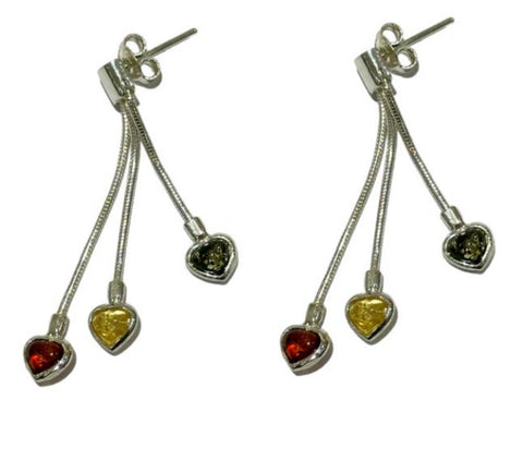 Boucle d’oreille cœur Ambre et Argent 925