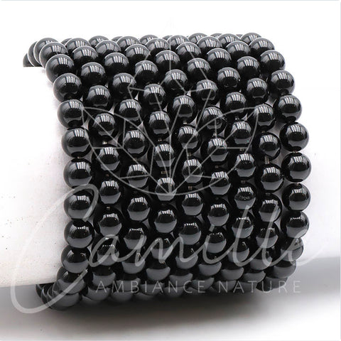 Bracelet en obsidienne noire, 8 mm