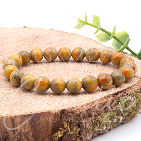 Bracelet en pierre jaspe Bumblebee 8mm