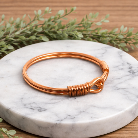 Bracelet-manchette en cuivre avec fermoir à crochet (pour poignet large / hommes)