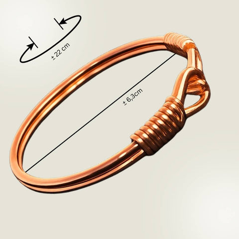 Bracelet-manchette en cuivre avec fermoir à crochet (pour poignet large / hommes)