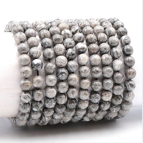 Bracelet en pierre, Agathe Crazy Lace grise