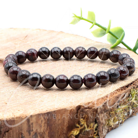 Bracelet en pierre grenat rouge  Almandin 8mm