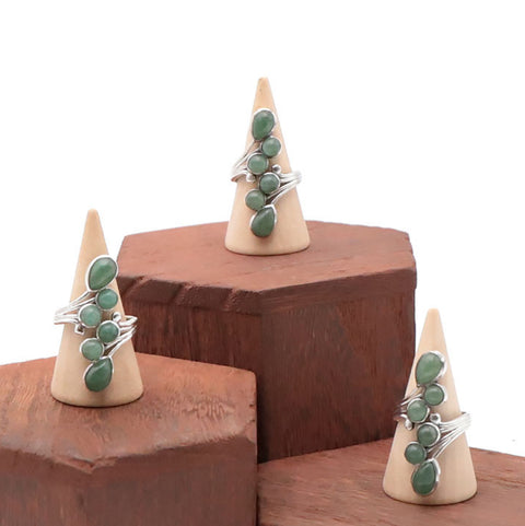 Bague en argent 925 et pierre naturelle aventurine A
