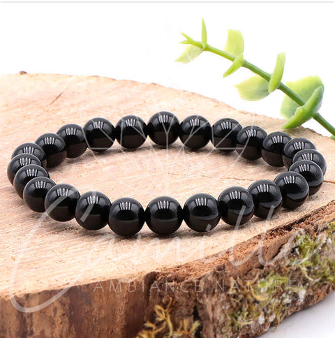 Bracelet en pierre Onyx, 8 mm