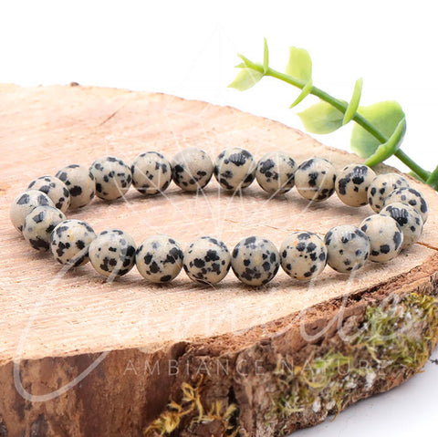 Bracelet en jaspe dalmatien 8mm