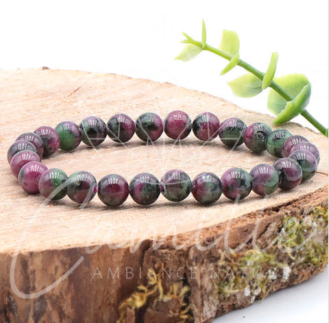 Bracelet rubis zoïsite 8mm grade AAA