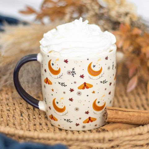 Mug en céramique ivoire avec motif lune de récolte Automne Magique