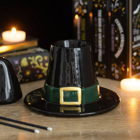 Brûle-parfum chapeau de sorcière noir