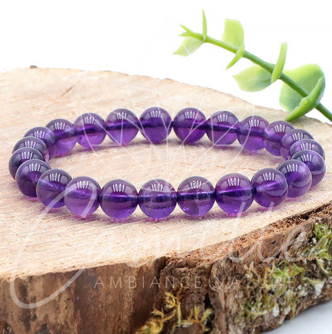 Bracelet en améthyste de Bolivie, 8 mm