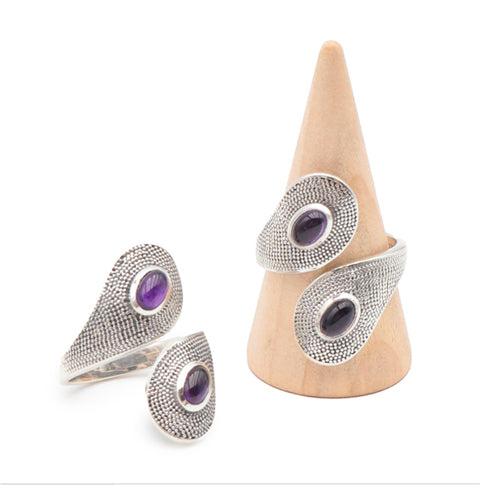 Bague argent 925 réglable et Améthyste grade AA
