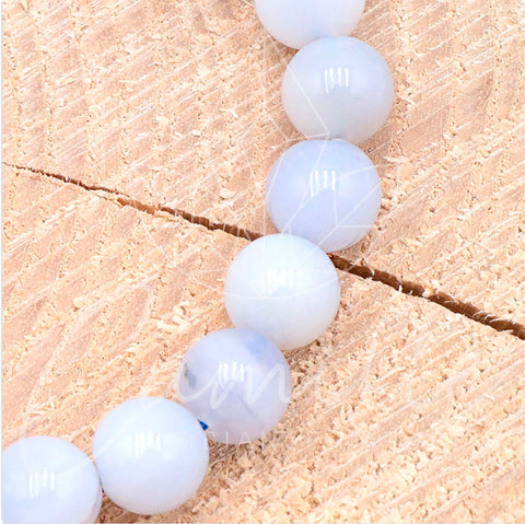 Bracelet en pierre Calcédoine bleue de Namibie, 8 mm