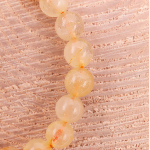 Bracelet en cristal de roche rutile, 8 mm