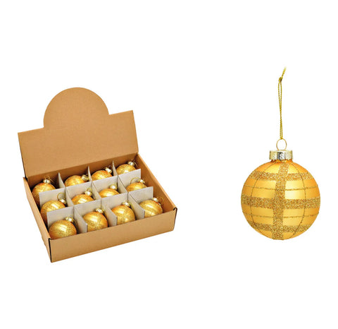 Boule de Noël, en verre dorée, 6 cm ￼