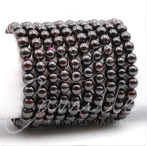 Bracelet en pierre grenat rouge  Almandin 8mm
