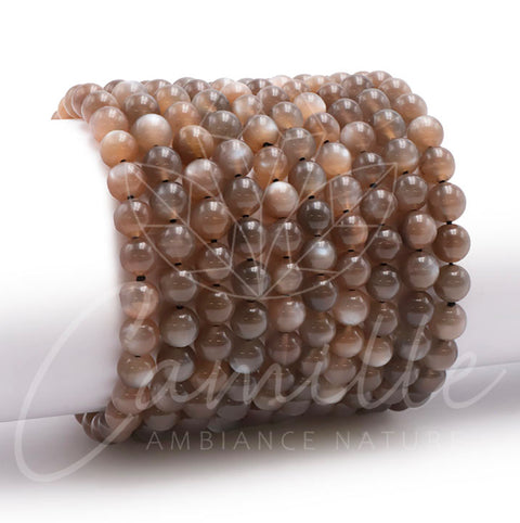 Bracelet pierre de Lune, brune 8 mm grade AA