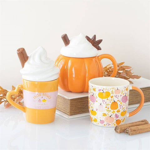 Mug d'automne à motif de citrouilles roses et orange