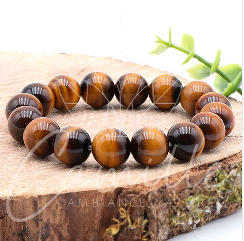 Bracelet œil de tigre 12 mm, grade AA