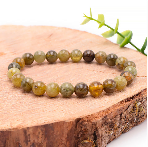 Bracelet en grenat vert grossulaire 8 mm