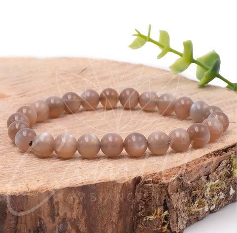 Bracelet pierre de Lune, brune 8 mm grade AA