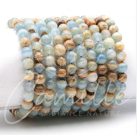 Bracelet en pierre calcite bleu sur Gangue 8 mm