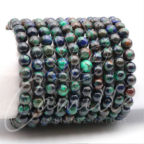 Bracelet en Azurite Malachite naturelle 8 mm grade AA
