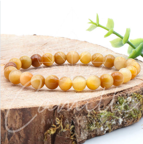 Bracelet, œil de tigre doré, 8 mm grade AA