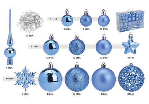 Lot de 111 boules de Noël bleu