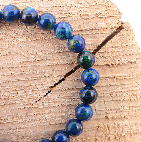 Bracelet boule Azurite Malachite naturelle 8 mm grade AAA