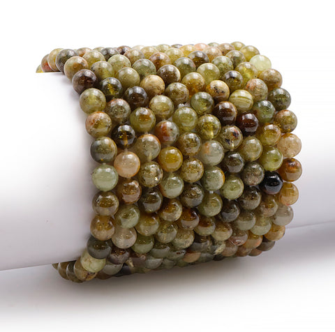 Bracelet en grenat vert grossulaire 8 mm