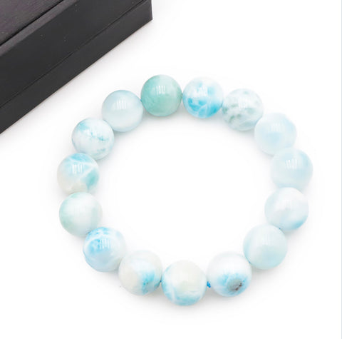 Bracelet boule pierre de Larimar 12 mm