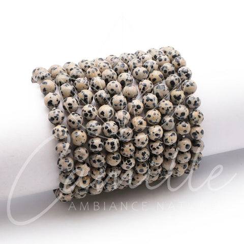 Bracelet en jaspe dalmatien 8mm