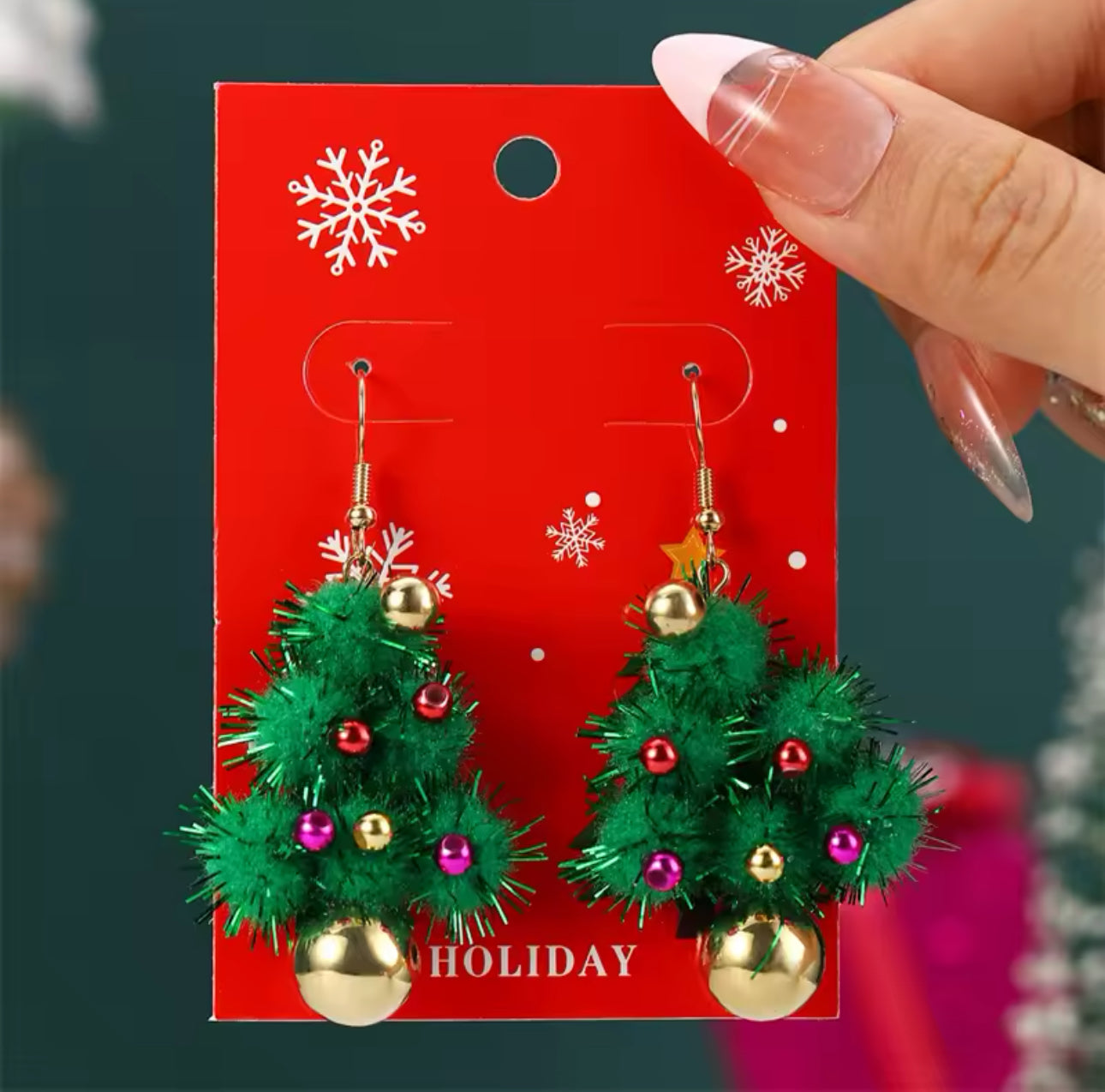 Boucles D'oreilles Sapin De Noël Pour Femmes - Forme étoile Et Arbre, En Alliage Et Zircon - Pendantes, Environ 4.3x1.1 Cm - Idéal Fêtes, Cadeau De Noël