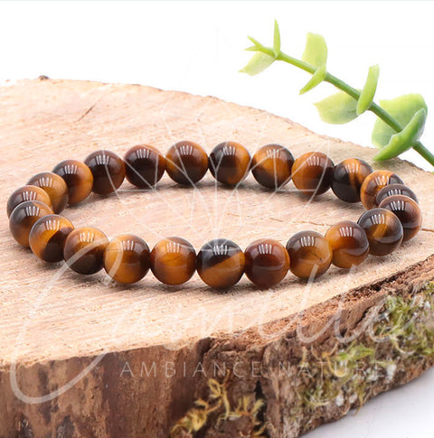 Bracelet en pierre œil de tigre 8 mm