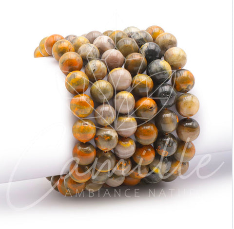 Bracelet en jaspe, Bumblebee, 12 mm, grade A