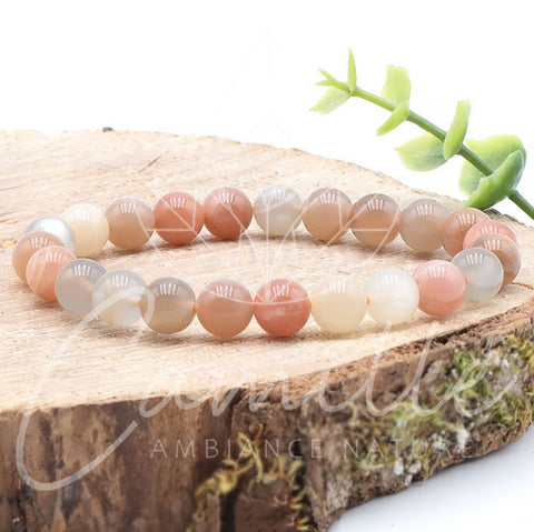 Bracelet pierre de lune multicolore 8mm grade A+