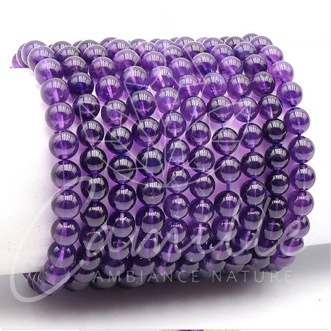 Bracelet en améthyste de Bolivie, 8 mm