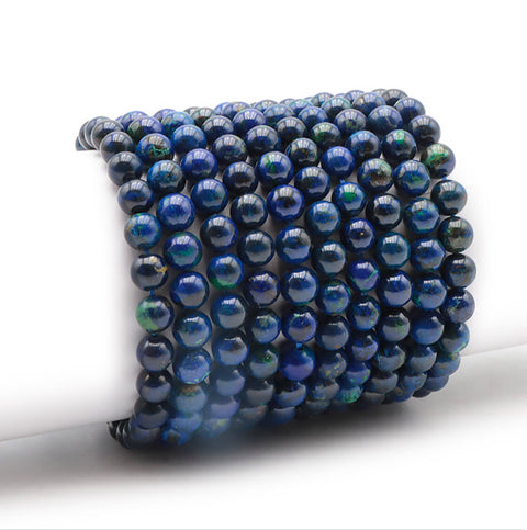 Bracelet boule Azurite Malachite naturelle 8 mm grade AAA