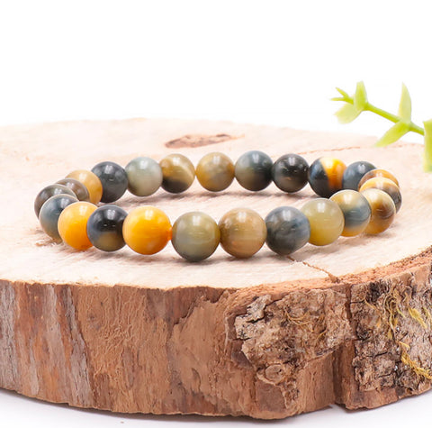 Bracelet œil de tigre doré 8mm